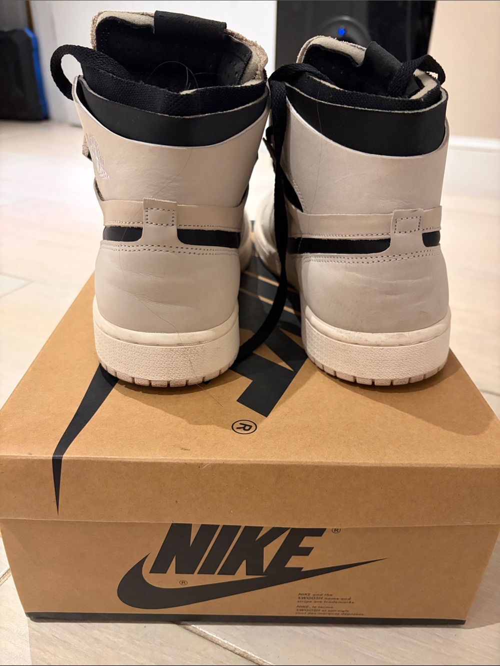 Nike Air Jordan High-Top Sneakers in Beige and Black - Picture 4 of 5